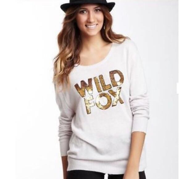 Wildfox White Label Sequin Logo Jumper Sweater XS - Picture 2 of 8